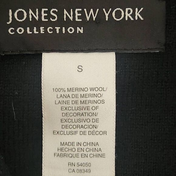 Jones New York Collection wool button front cardigan sweater black silver small - Picture 7 of 7